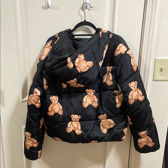 Forever 21 Black Teddy Bear Puffer Jacket - Picture 3 of 3